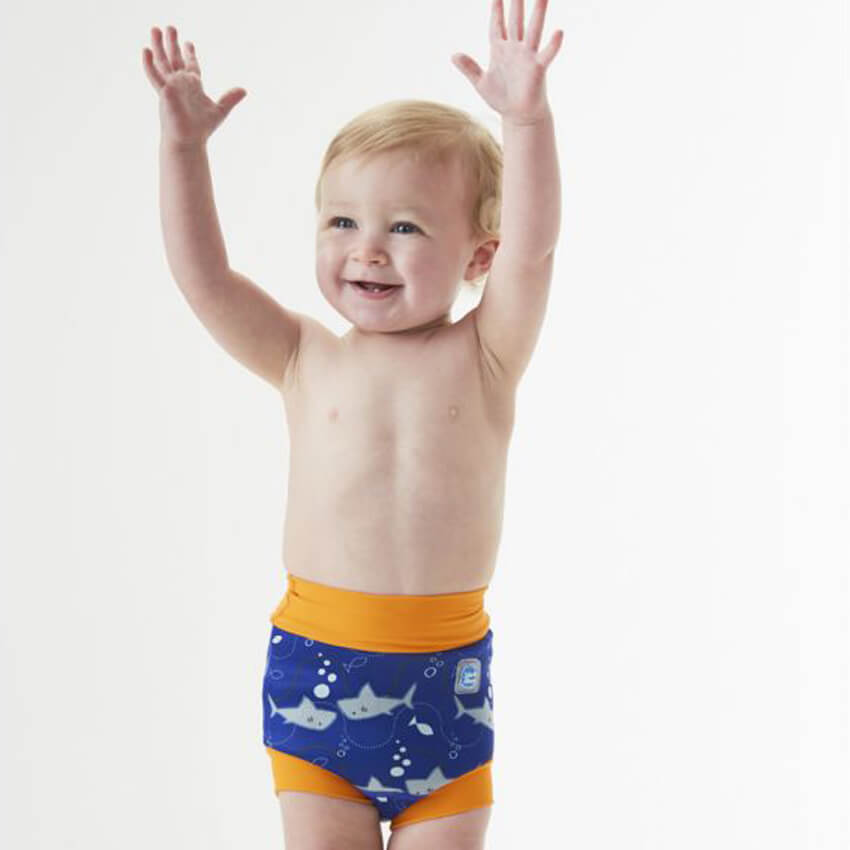 Badbyxa för babysim - Happy Nappy Shark Orange