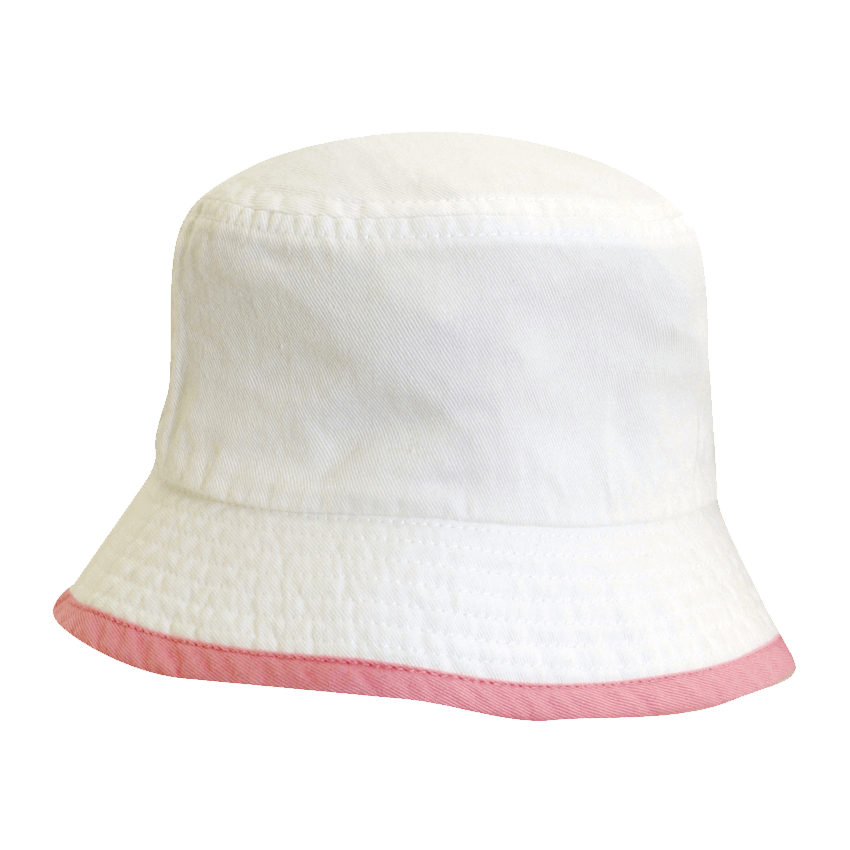 Klassisk solhatt för baby (Bucket hat) - Vit och Rosa